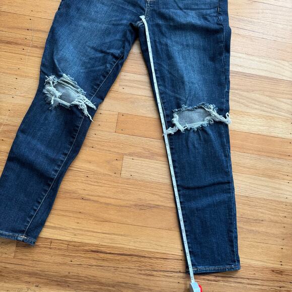 American Eagle Hi-Rise Jegging Stretch Distressed Dark Denim Jeans Size 8 Y2K - Picture 5 of 7